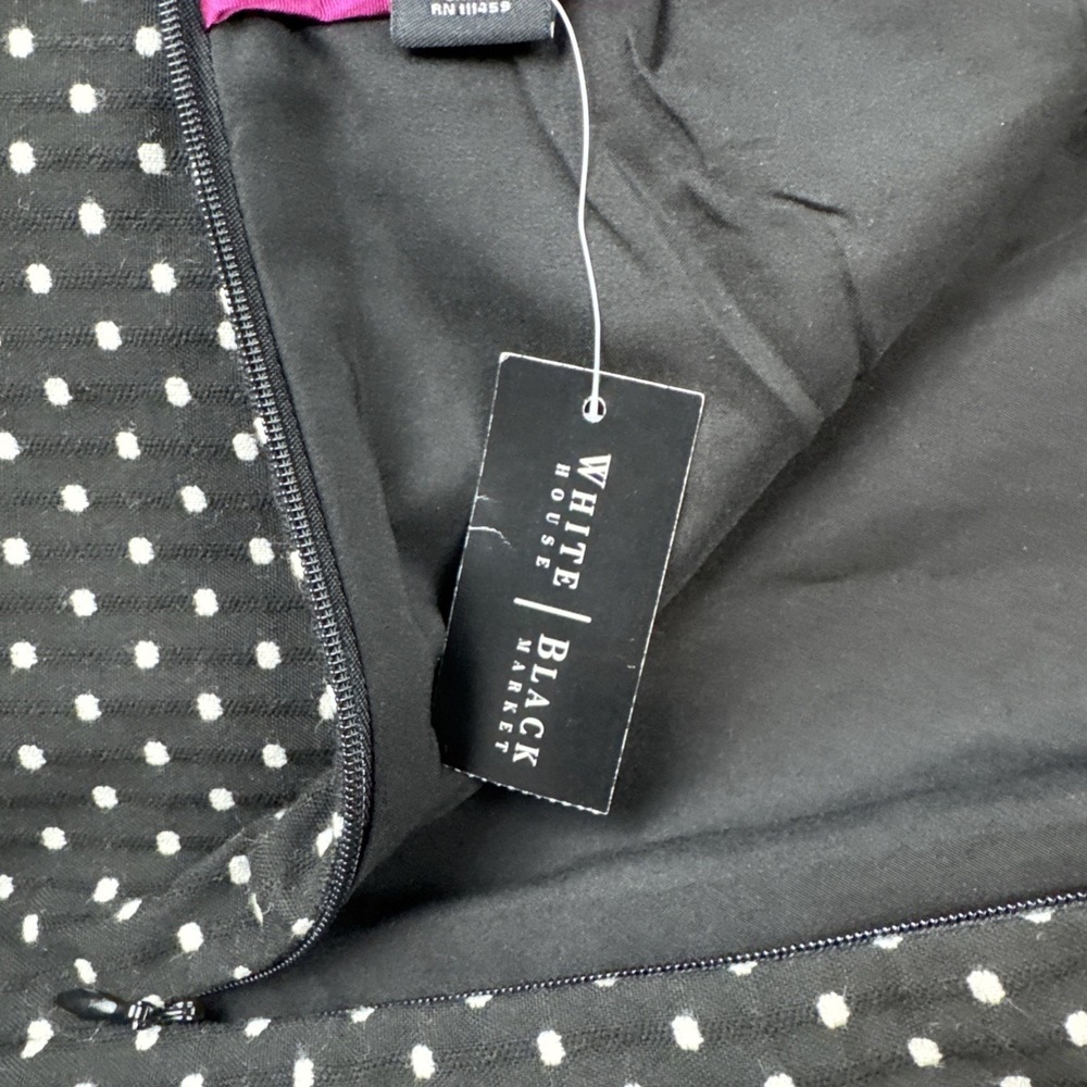 White House Black Market Womens‎ Sz 8 Ruffled Hem Polka Dot Flounce Skirt Office - Picture 6 of 8